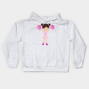 Cheerleaders, Cute Girl, Brown Hair, Cheerleading Kids Hoodie